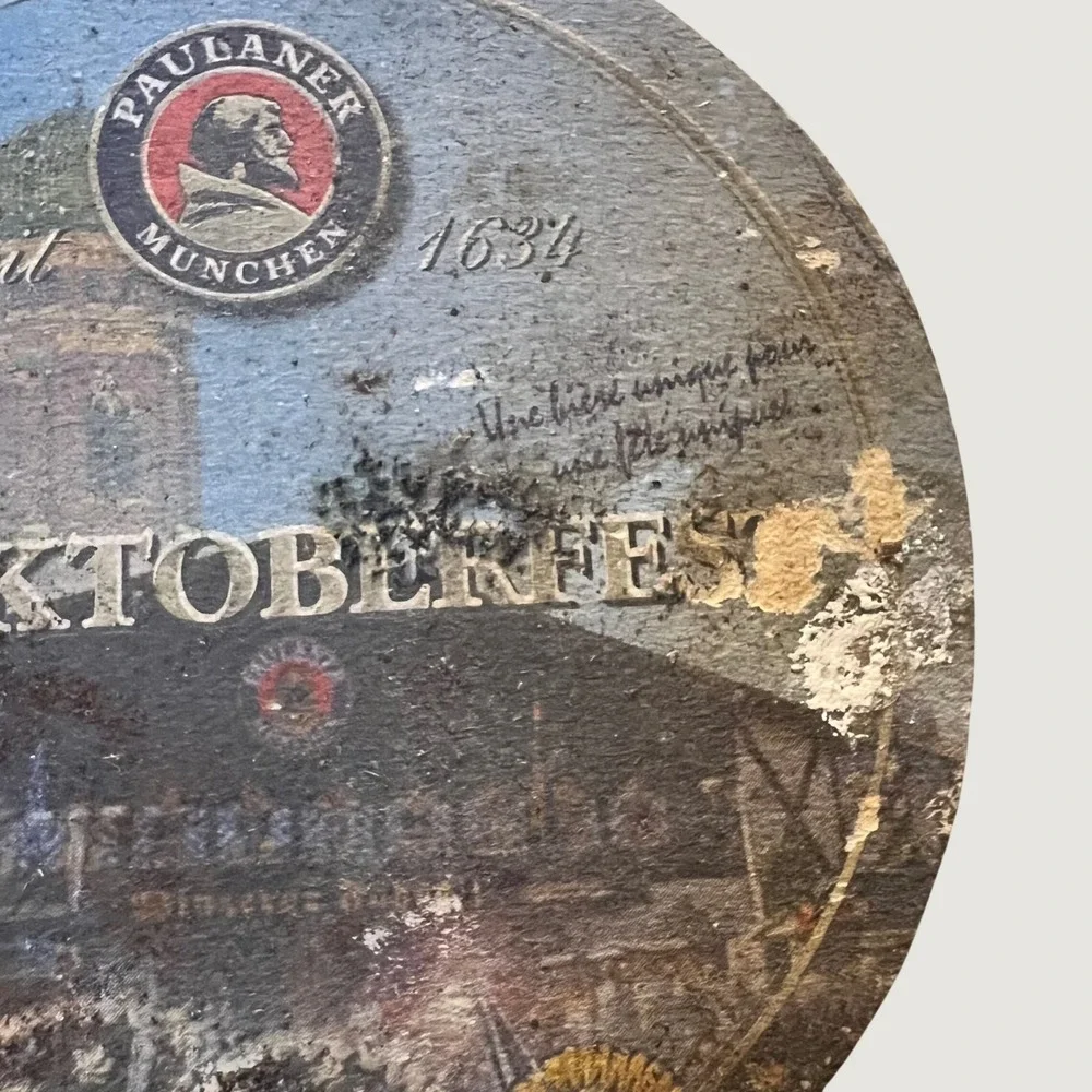 Paulaner Beer Coaster Blue Vintage Oktoberfest Munchen Barware